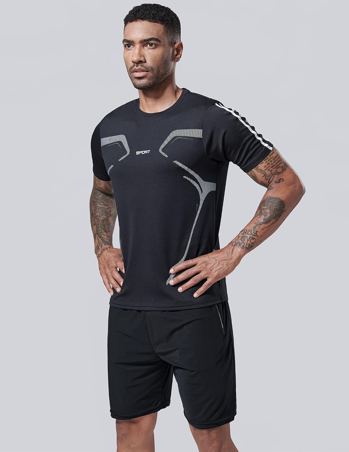 5 Pack Men’s Active Quick Dry Crew Neck T Shirts | Athletic Running Gym Workout Short Sleeve Tee Tops Bulk