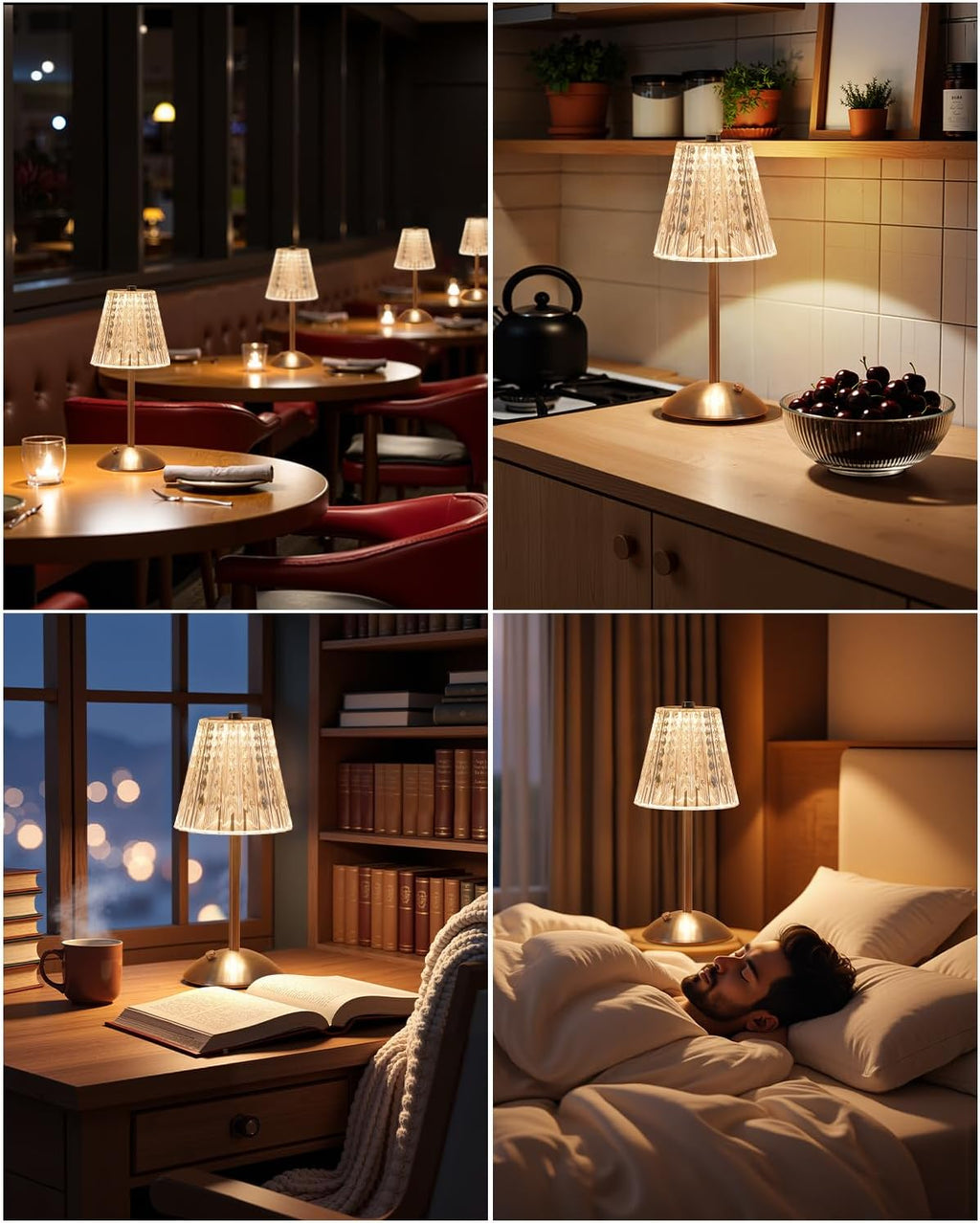 Nusogon Cordless Touch Table Lamp, LED Rechargeable Small Dask Lamp