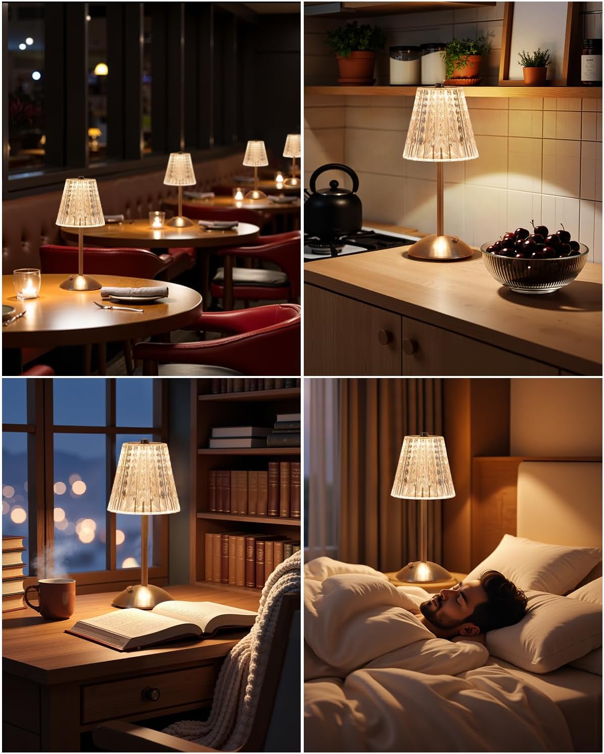 Nusogon Cordless Touch Table Lamp, LED Rechargeable Small Dask Lamp