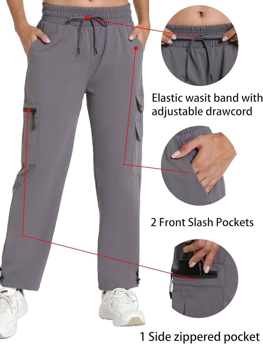 Rrosseyz Women's Hiking Pants with Pockets Lightweight Water Resistant