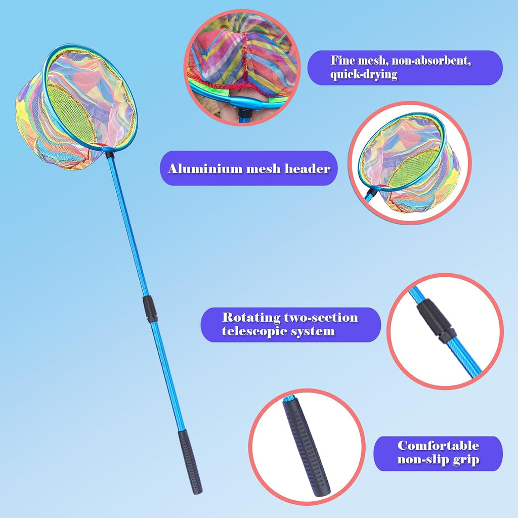 Fishing Net 2 Pack Retractable Lightweight Landing Net with Aluminum Rod Handle Fishing Nets for Youth Catch and Release Butterfly Nets
