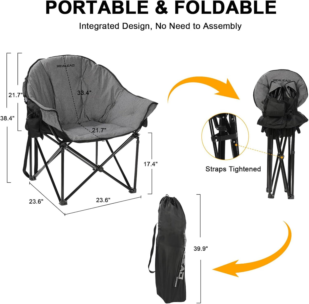 REALEAD Oversized Heated Chairs Outdoor Sports with Fully Thick Padded