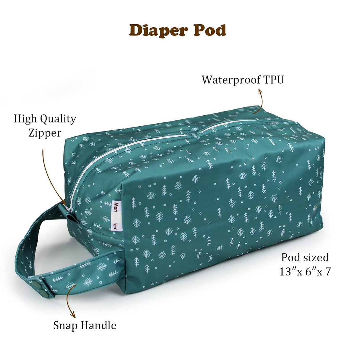Mama Koala Waterproof Diaper Pods for Baby Items, Cloth Diapers, Swimsuits, Travel, Gym Clothes, Beach, Pump Parts, Toiletries, 2 Pack(DP-Pine Forest)