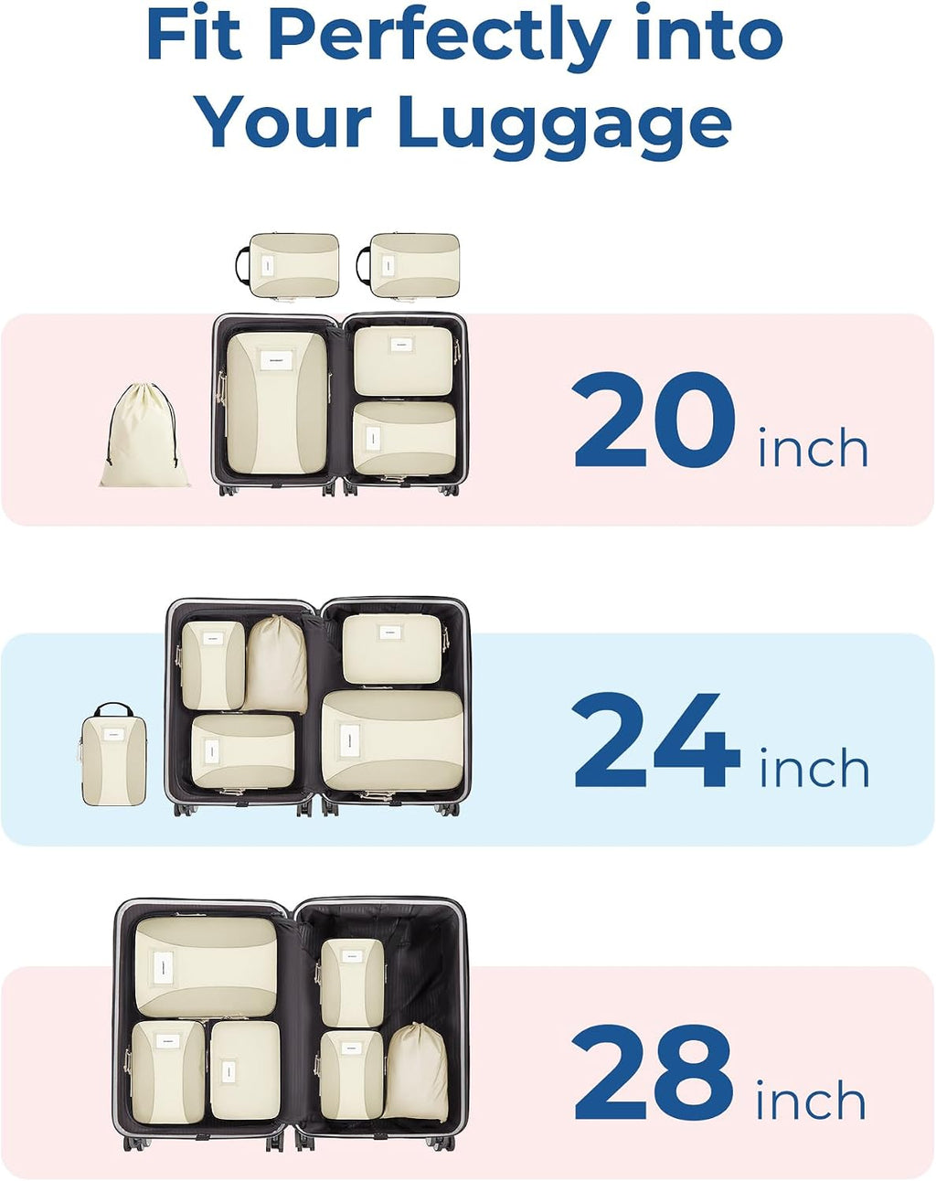 BAGSMART Compression Packing Cubes, Lightweight Travel Essentials
