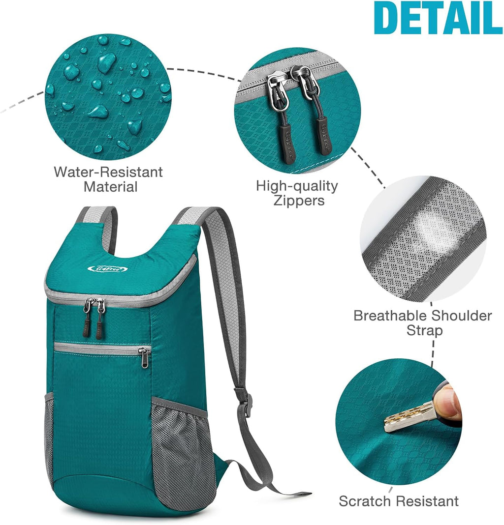 G4Free 10L Lightweight Packable Hiking Backpack, Nylon Daypack Daily Travel