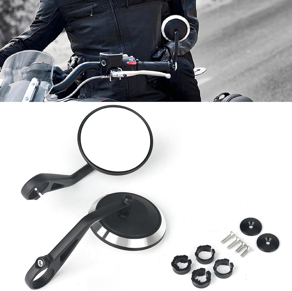 Motorcycle Handlebar Bar End Mirrors, CNC Aluminum 360 Degrees Adjustment Rearview Mirror Fit for Triumph Rocket 3/Street Triple 765RS/Bobber T120/Daytona 660 (Diamond Bar End Mirror)