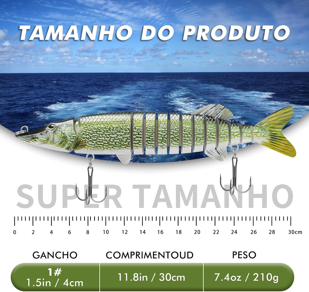 TRUSCEND Swimmax Easy Catch Fishing Lures with BKK Hooks, Wiggling, Vibrating, Rattling and Gurgling for More Bite, Heavy-Duty Dyneema Fiber Jointed Swimbaits for Bass, Trout, Walleye, Crappie, Pike