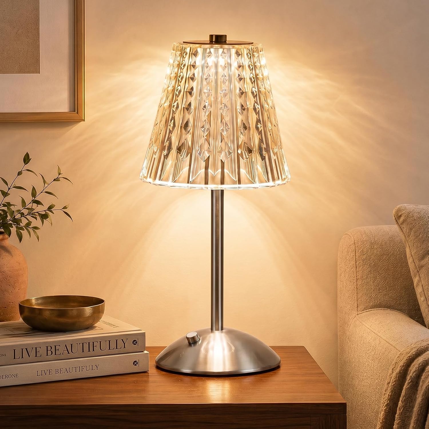 Nusogon Cordless Touch Table Lamp, LED Rechargeable Small Dask Lamp