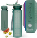 Hydracy Motivational Water Bottle with Time Marker and Straw Lid 32 oz