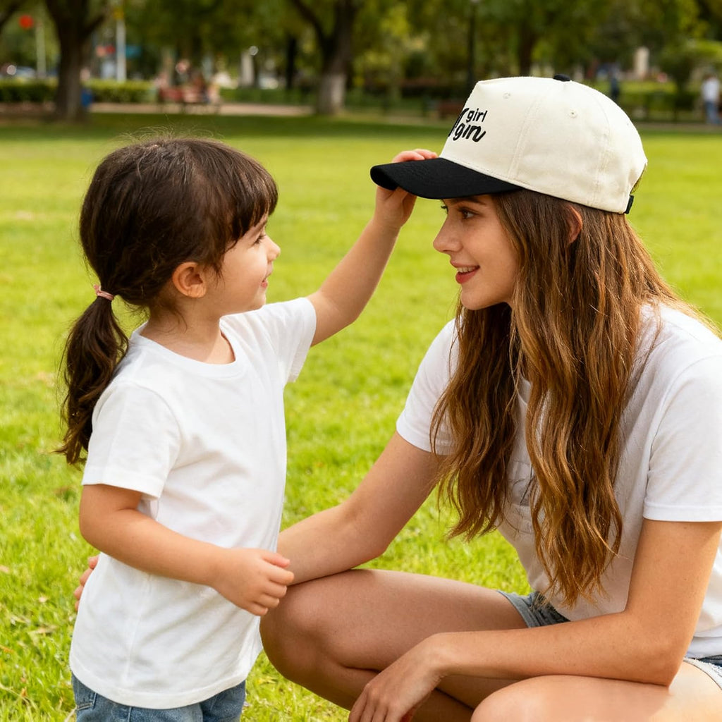 Embroidered Boy Girl Dad Mom Two-Tone Baseball Cap, Classic Dad Hat for Men Women His Her, Family Theme Gift Ideas