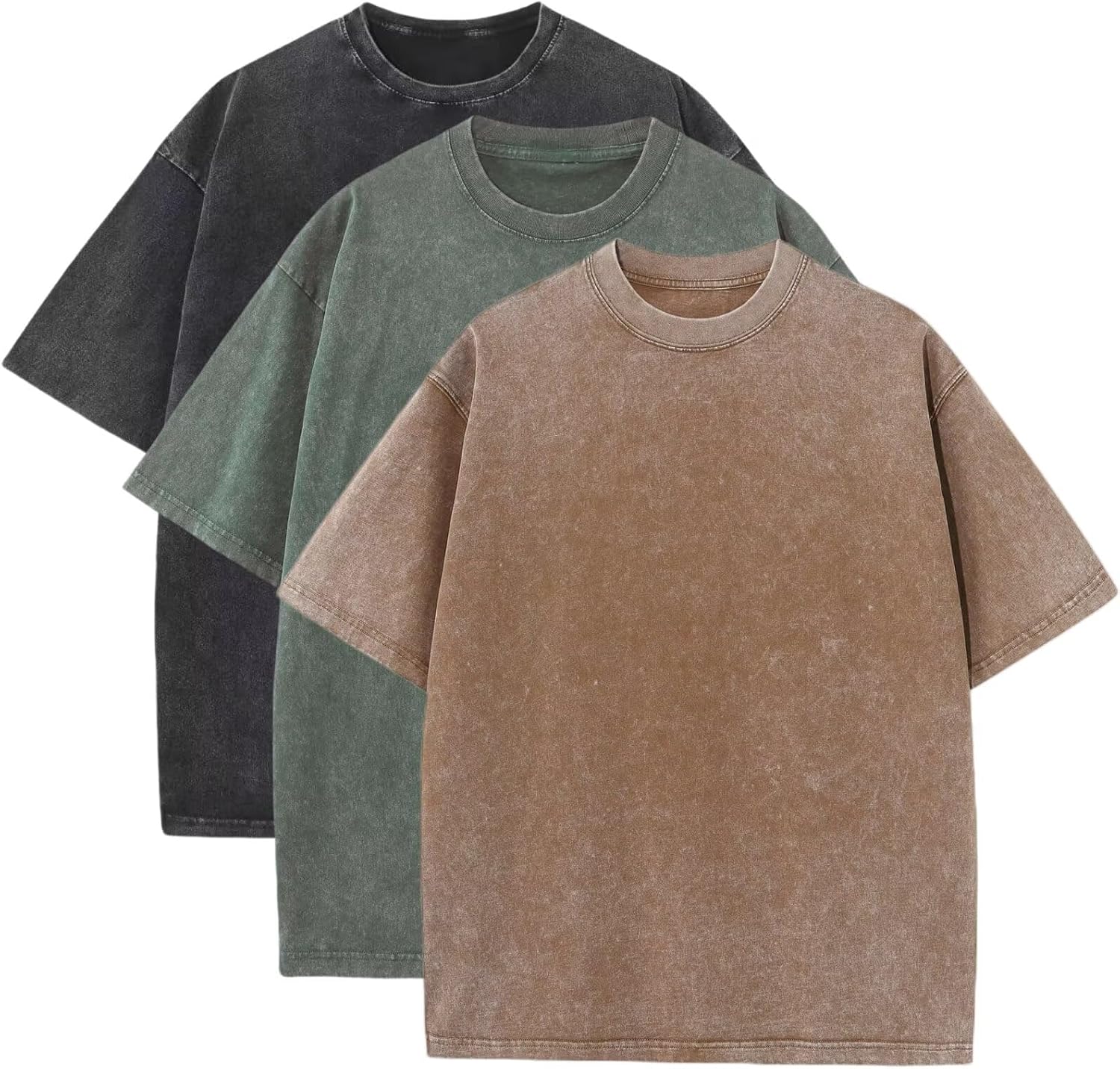 3 Pcs Men's Oversized Heavy Cotton Summer T-Shirts Vintage Tee Loose Fit Short Sleeve Casual Tshirts for Men Women