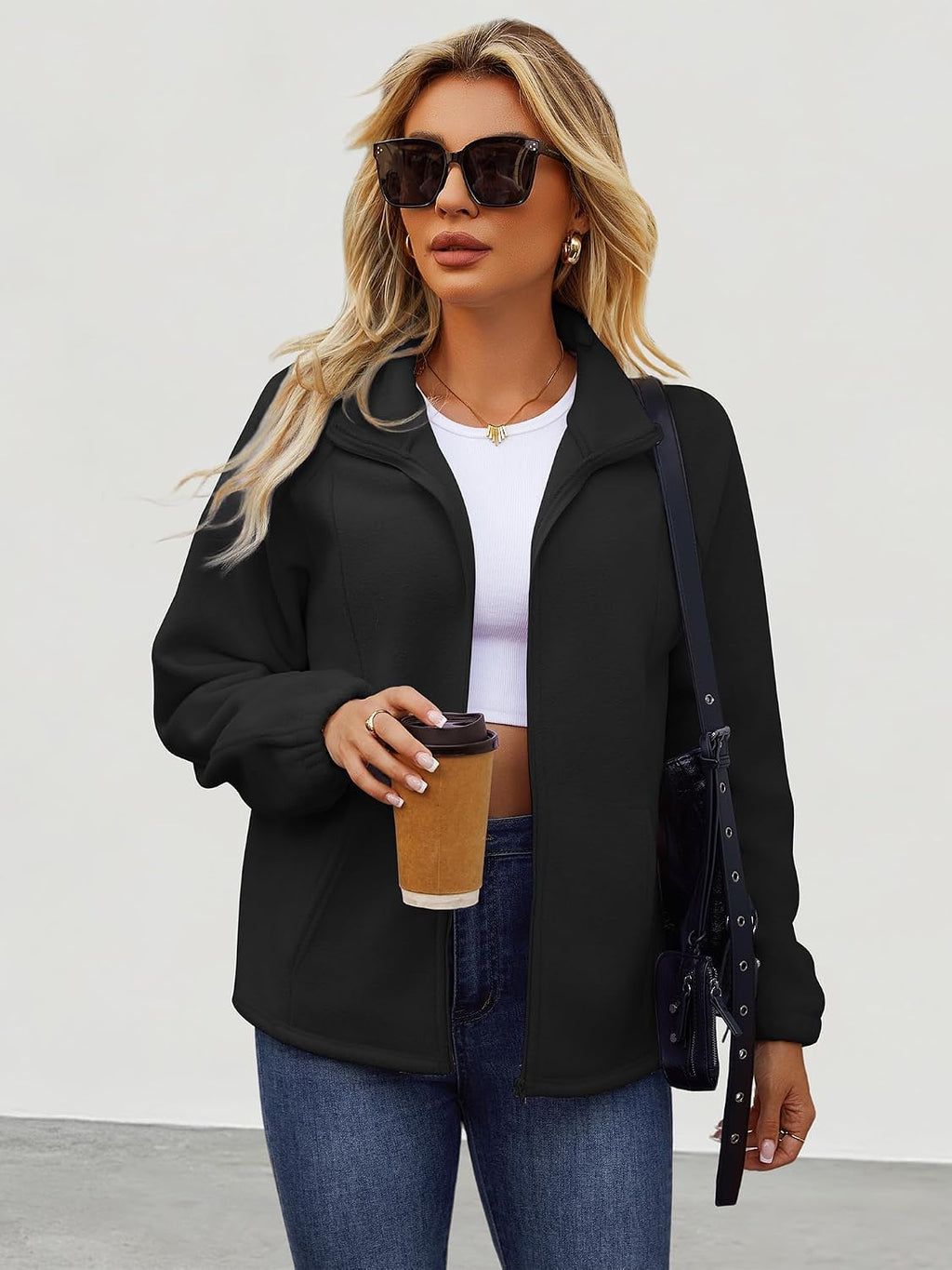 UEAL Womens Zip Up Fleece Jacket