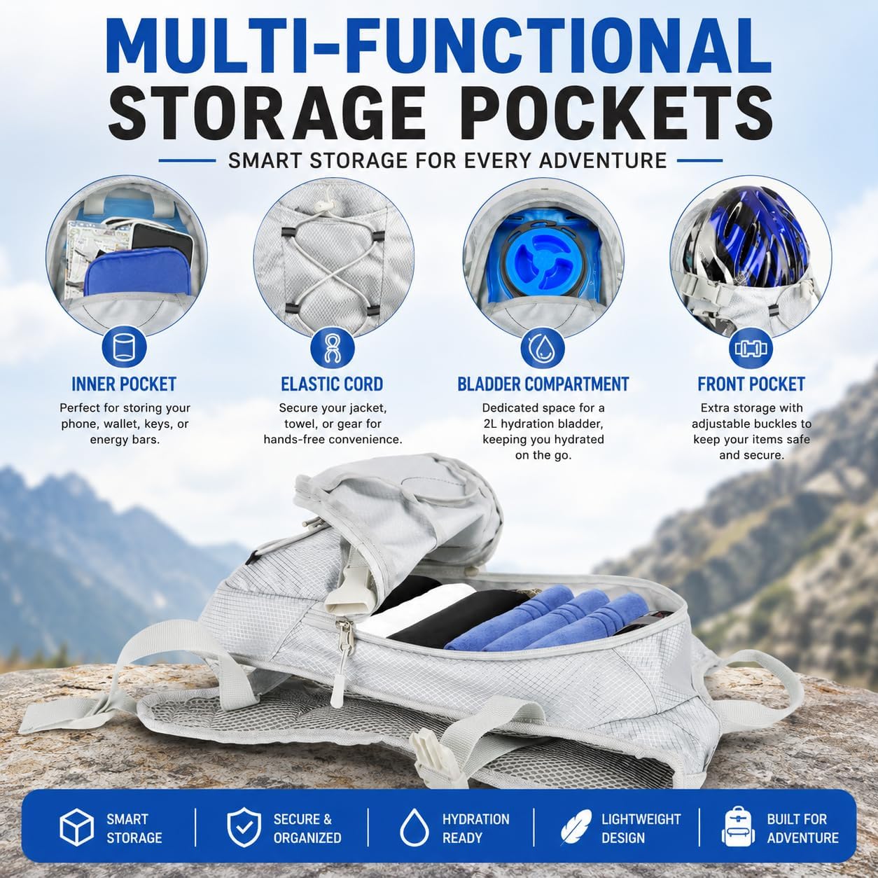 Zavothy Hydration Backpack with 2L Hydration Bladder Water Backpack for Hiking Hydration Pack for Running Cycling Hiking
