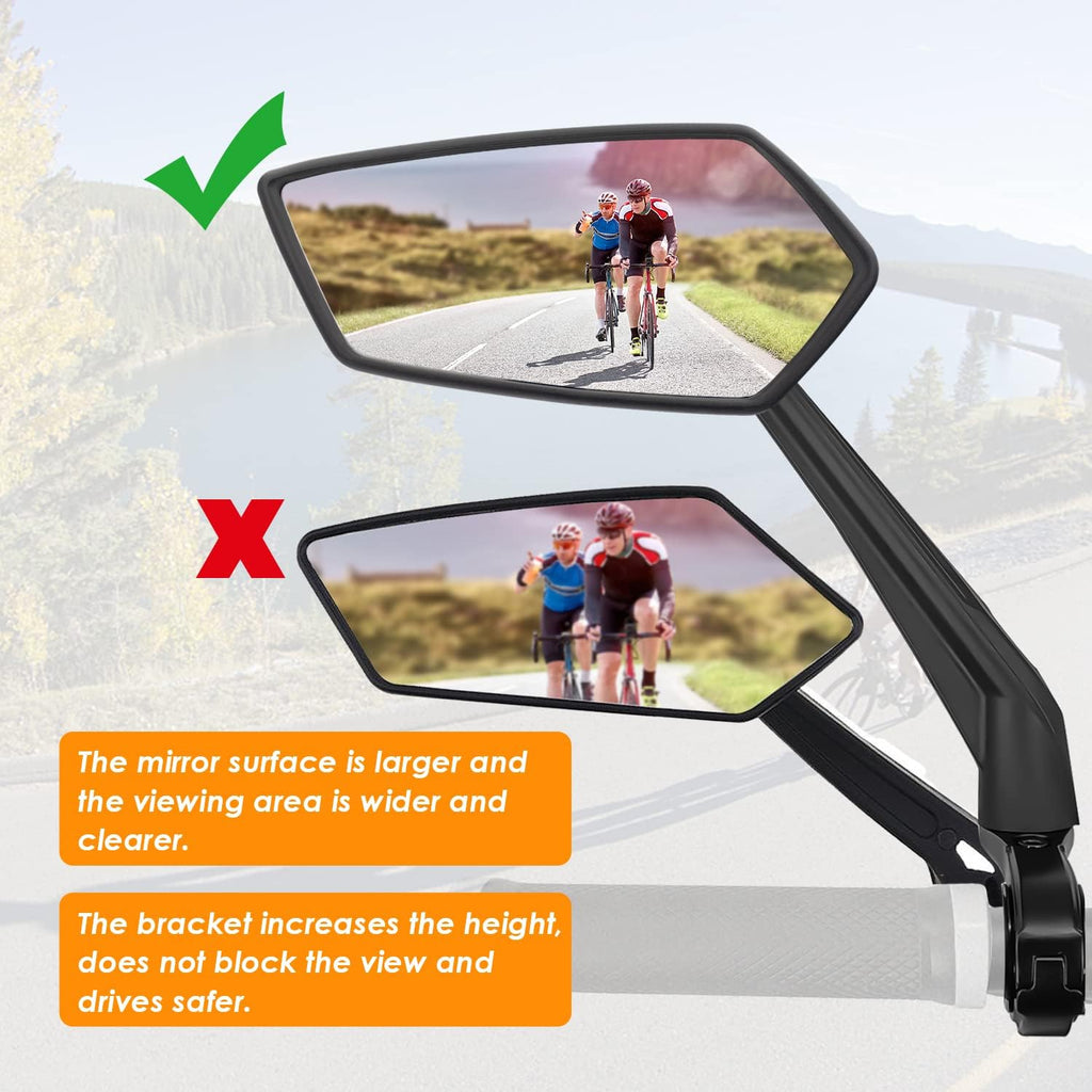 Arkham Bike Mirror for Handlebar Adjustable Bicycle Rear View Mirror 360 Rotatable, HD Glass Bicycle Mirror Shakeproof, Easy Installation,Wide View Angle, Essential Bike Tool for All Bicyclists,Left