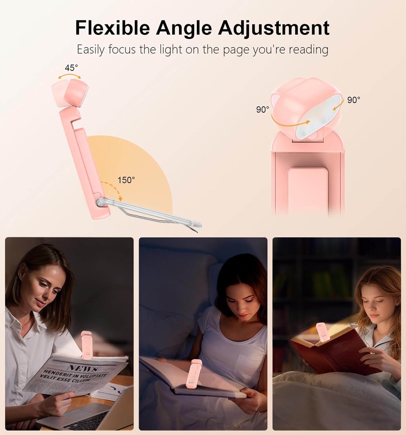 Gritin Reading Light, Rechargeable Book Light for Reading in Bed