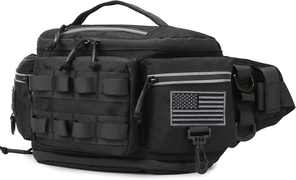 Tactical Fanny Pack ，Utility Bags Military Waist Bag Pack Hip Belt Bumbag for Men Women Fishing Hiking Hunting with Patch (LightBlue)