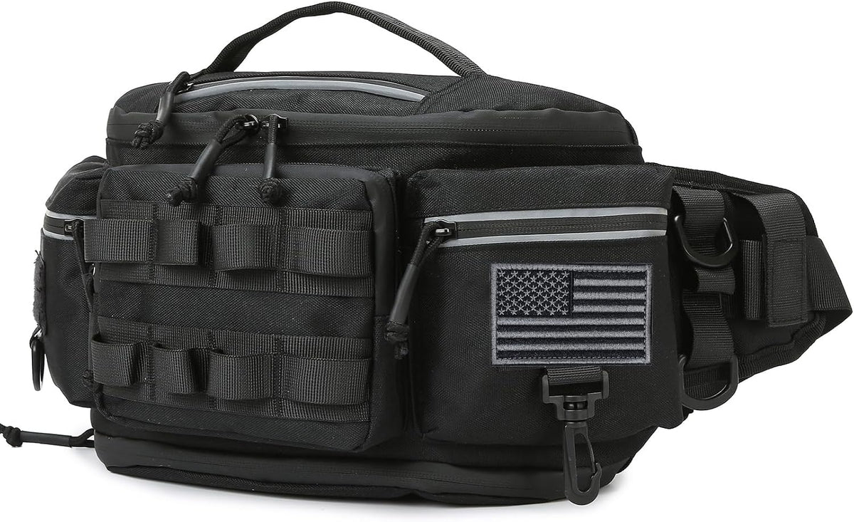 Tactical Fanny Pack ，Utility Bags Military Waist Bag Pack Hip Belt Bumbag for Men Women Fishing Hiking Hunting with Patch (LightBlue)