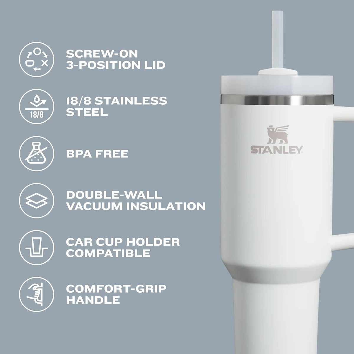 STANLEY Quencher H2.0 Flow State Tumbler, 30 oz, Black 2.0
