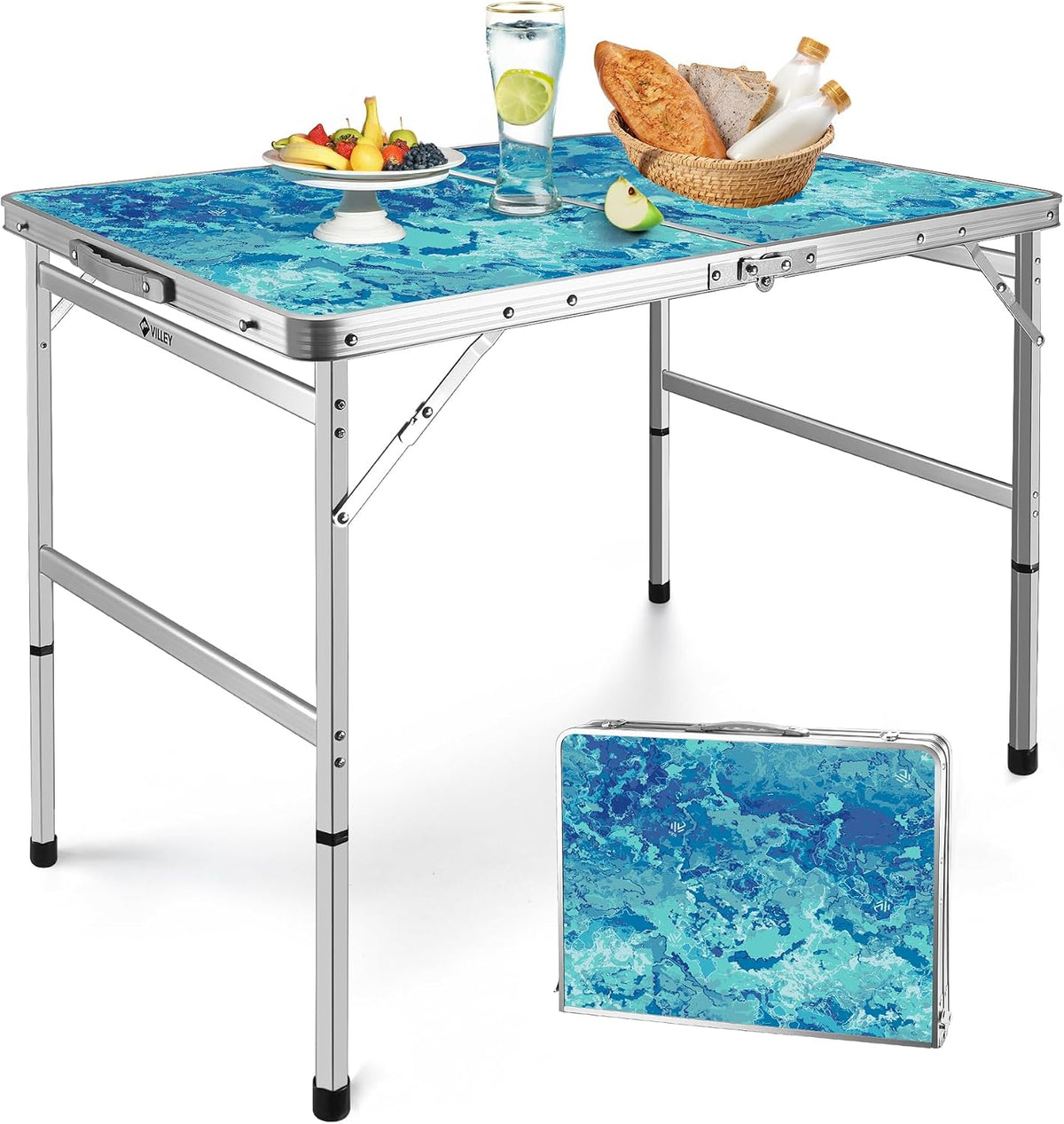 VILLEY Folding Camping Table 2FT, Portable Small Picnic Table
