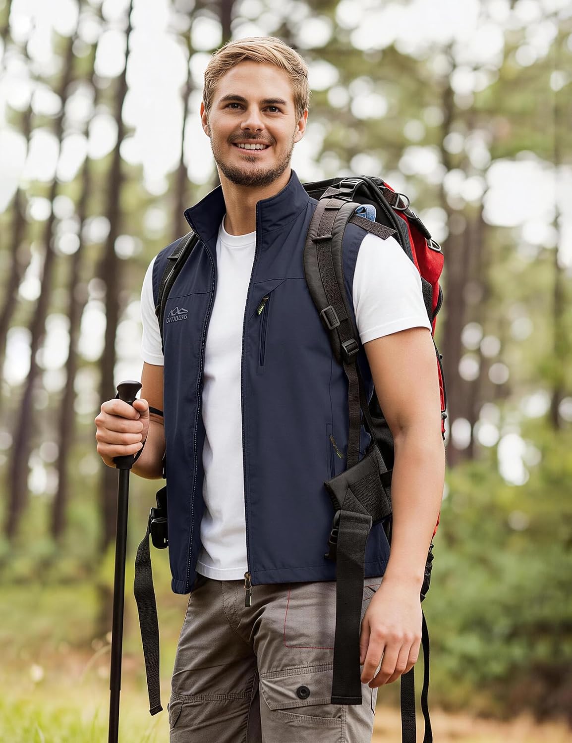 Flygo Mens Summer Lightweight Outdoor Vest Casual Utility Travel Work Fishing Hiking Photo Vest with Pockets