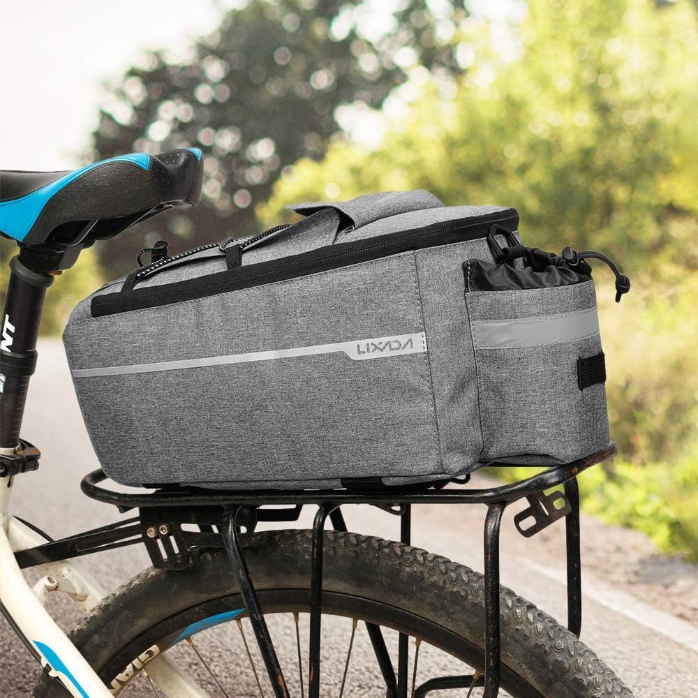 Lixada Bike Panniers Bike Trunk Bag Insulated Bag for Warm/Cool Items, Bicycle Rear Rack Storage Luggage Bicycle Seat Multifunctional Insulated Trunk Cooler Bag Shoulder Bag 11.4 6.3 6.7in