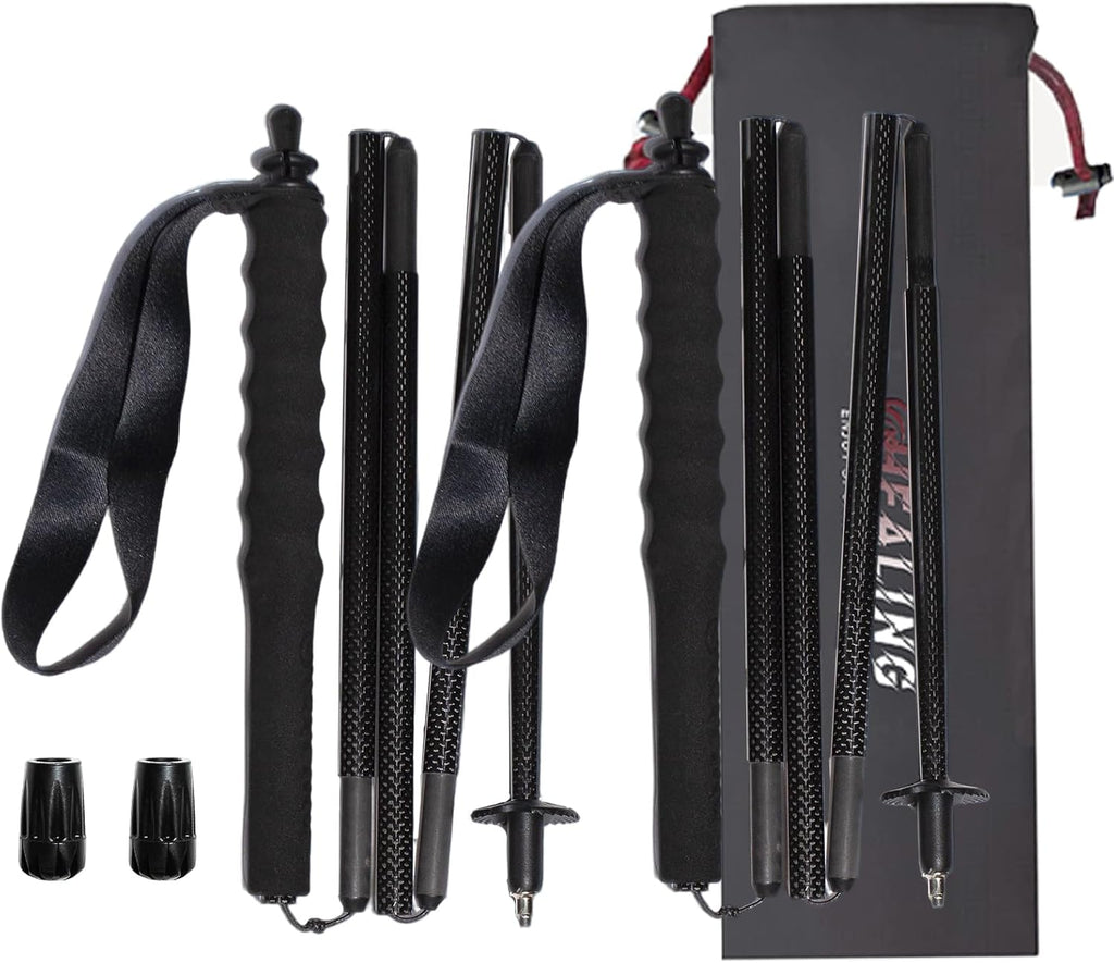 2pc High Strength 5-Section Foldable Carbon Fiber Trekking Poles - 115g/125g/130g, Compact Hiking Staff for Men & Women, Ideal for Hiking, Trekking, Mountaineering & Backpacking