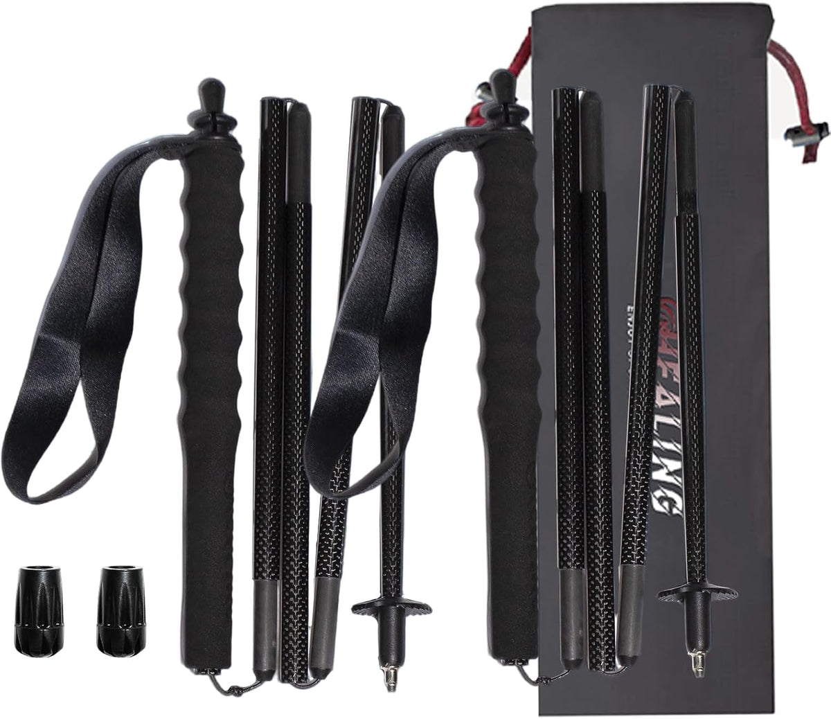 2pc High Strength 5-Section Foldable Carbon Fiber Trekking Poles - 115g/125g/130g, Compact Hiking Staff for Men & Women, Ideal for Hiking, Trekking, Mountaineering & Backpacking