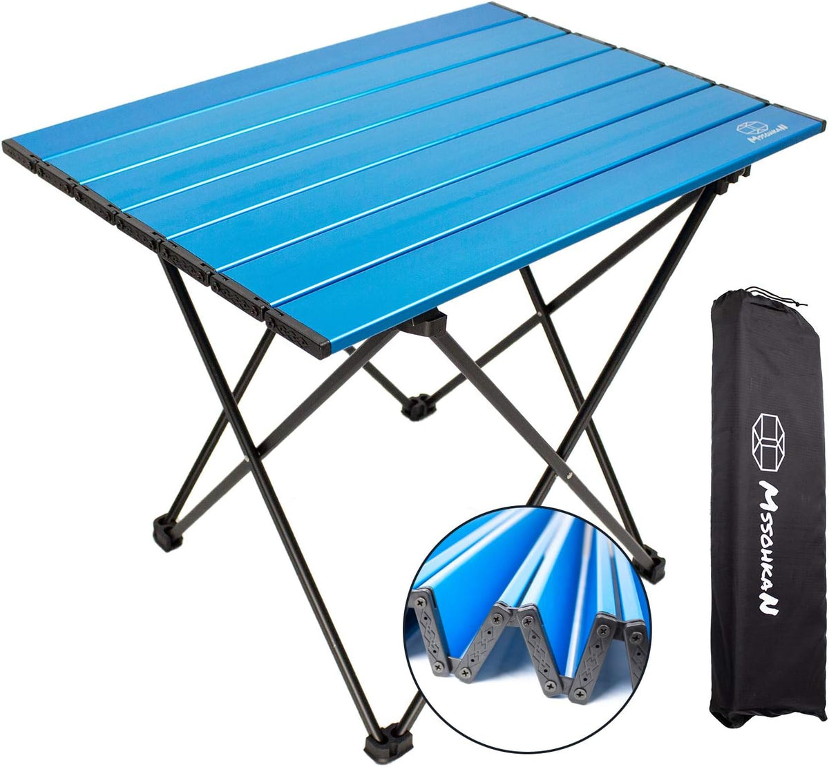 MSSOHKAN Camping Table Folding Portable Camp Side Table Aluminum Lightweight Carry Bag Beach Outdoor Hiking Picnics BBQ Cooking Dining Kitchen