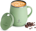 Ideus 16 oz Insulated Coffee Mug with Lid and Handle (Avocado Green 2.0)