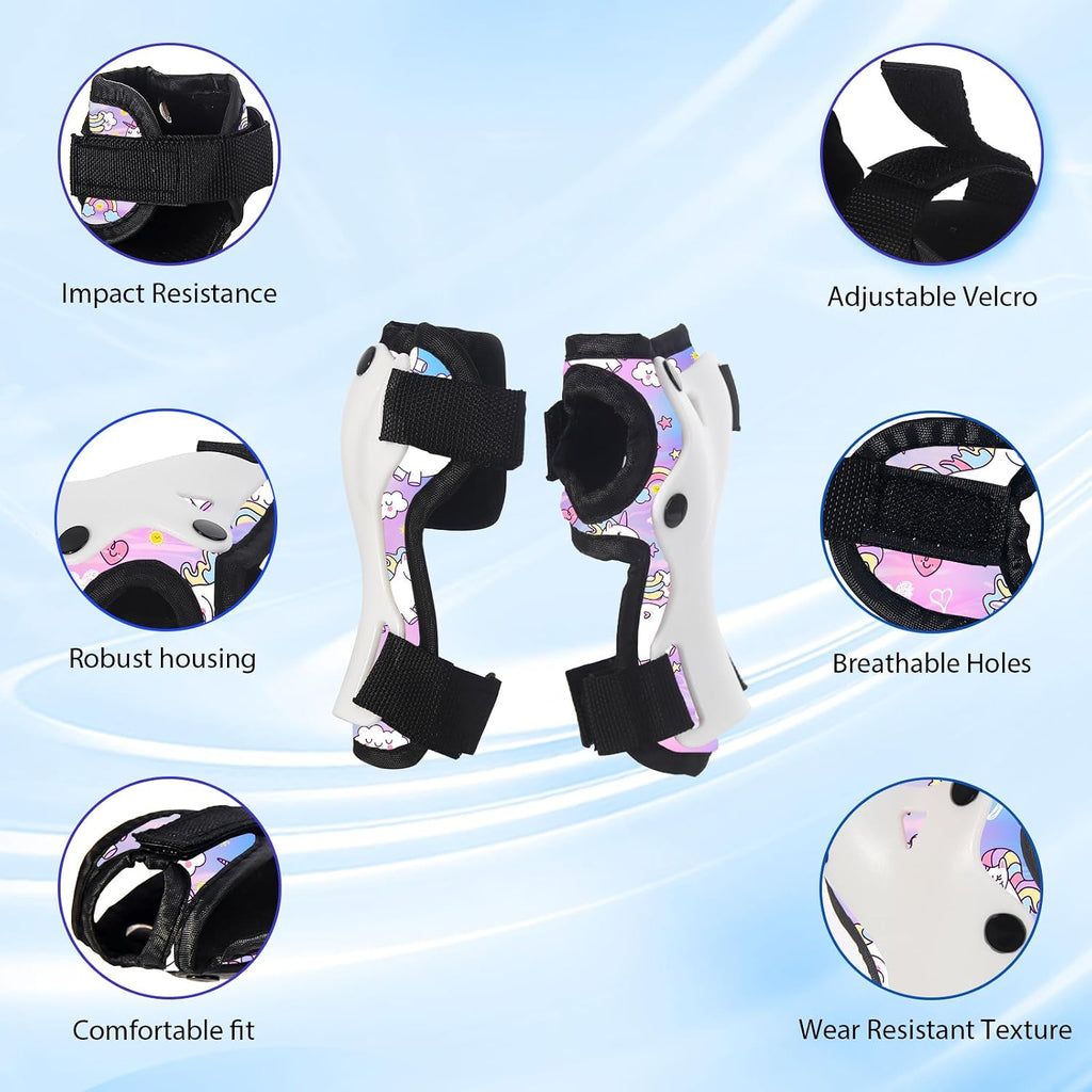 Skateboard Pads for Kids,Elbow Pads and Wrist Guards Protective Gear,Strong Double Straps&Adjustable Easy-Fix Clips for Skateboarding,Rollerblading,Scooters,Bicycle
