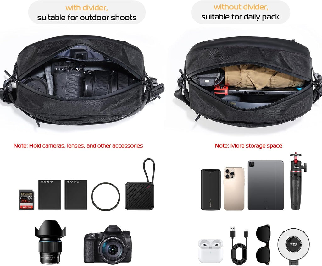 ULANZI 10L Camera Sling Bag, Water-Resistant Camera Case with Tripod Holder