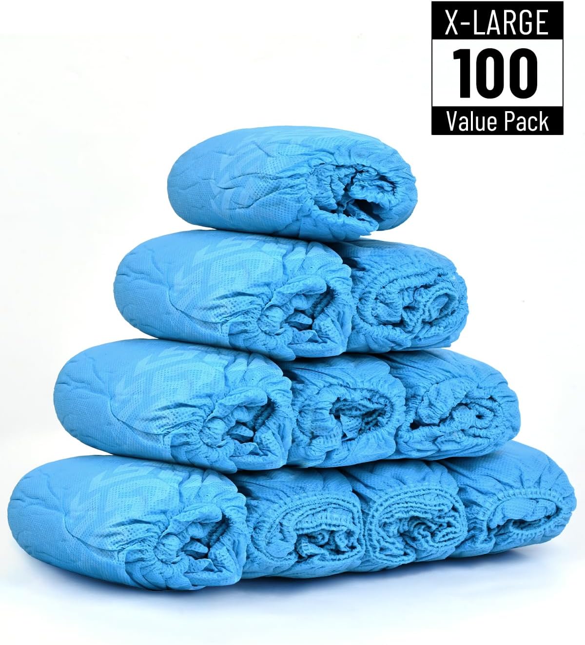 Buself X-Large 100 Count Shoe Covers Disposable Non-Slip, Premium Cloth Boot Covers, Slip-resistant, Durable, Breathable, Non-toxic, Recyclable, Stretchable Fits Up to Size 13 US Men - Blue