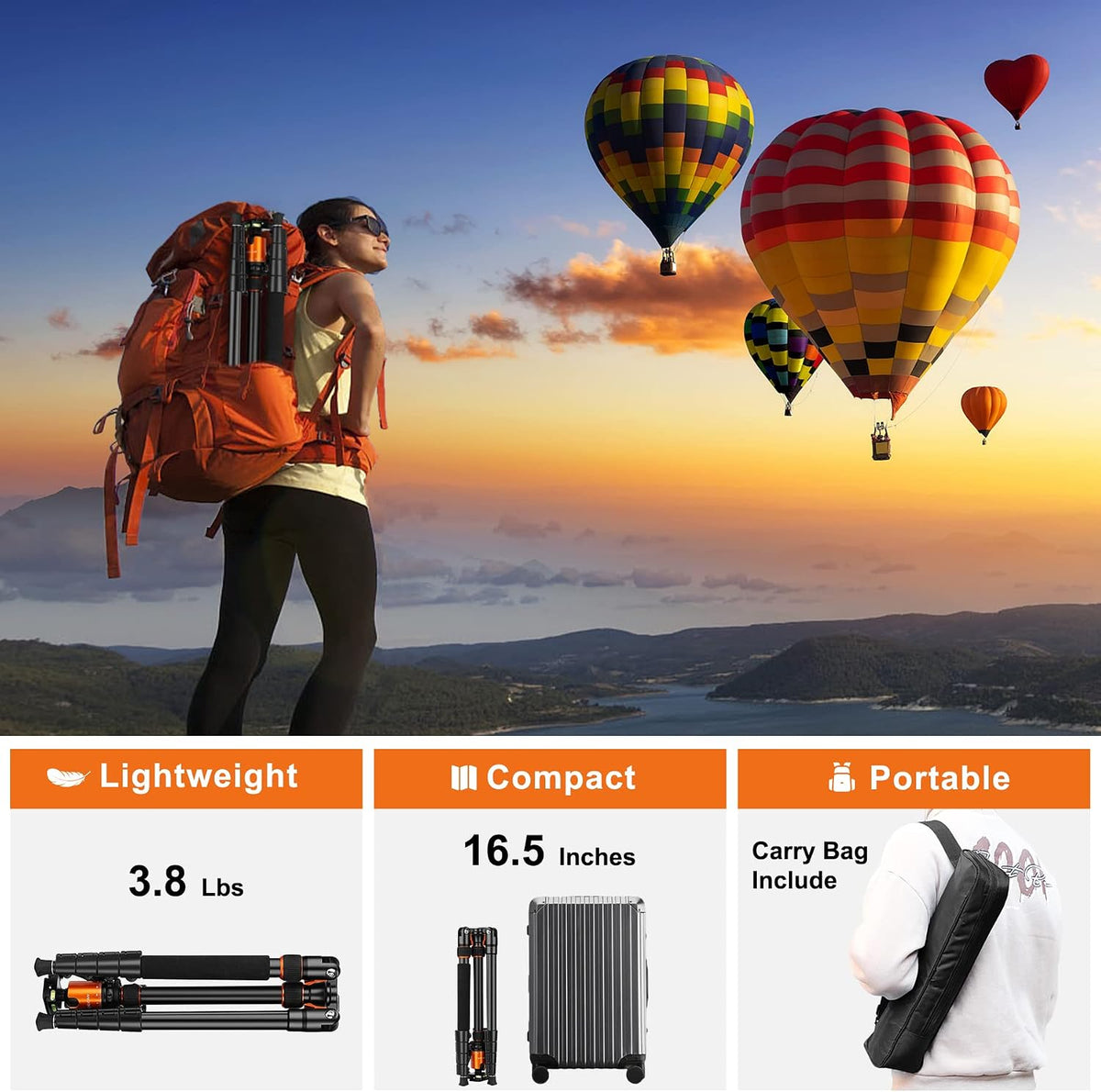 JOILCAN 81" Tripod for Camera Phone, 83" Aluminum Camera Tripod Monopod