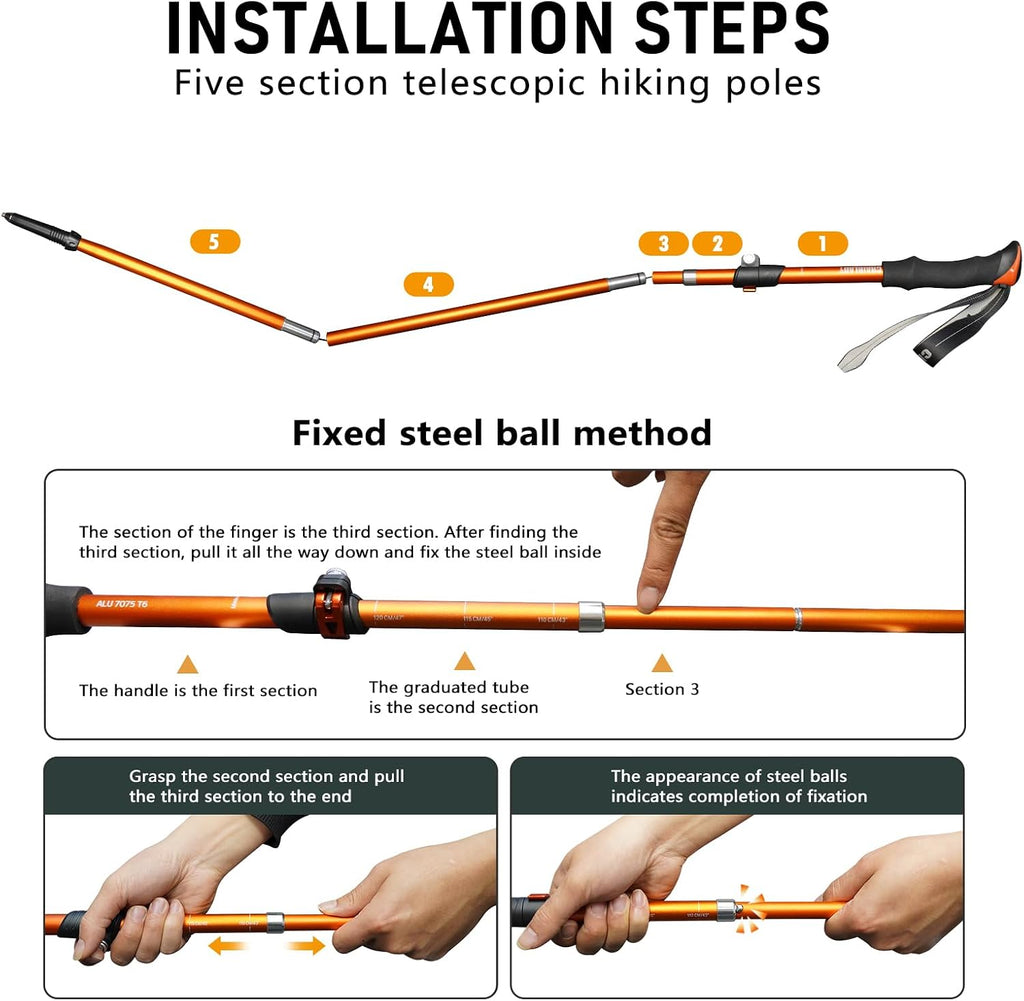 Deepfeel Collapsible Trekking Poles Folding Hiking Poles
