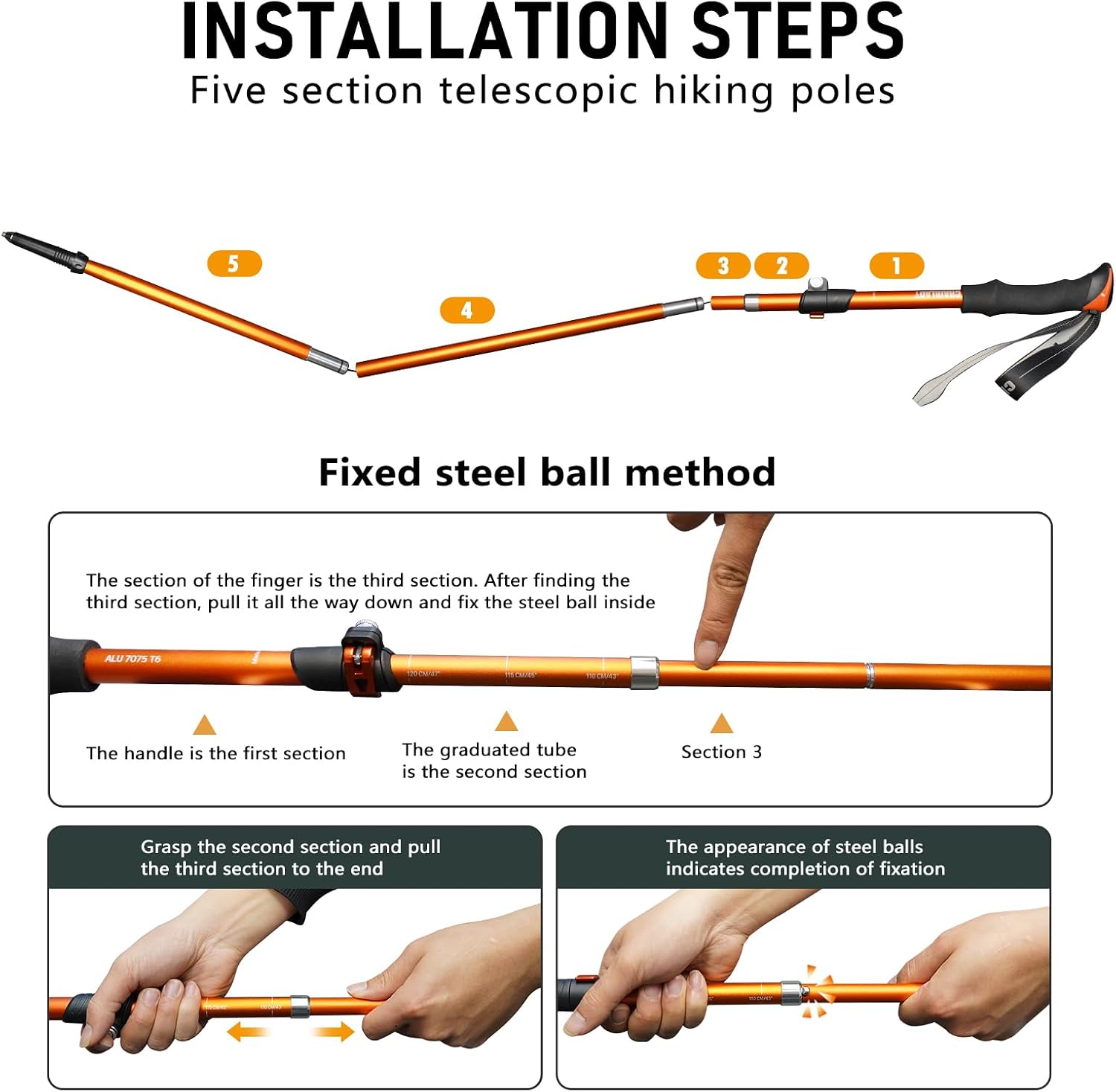 Deepfeel Collapsible Trekking Poles Folding Hiking Poles