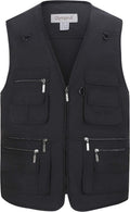Gihuo Men's Fishing Vest Utility Safari Travel Vest with Pockets Outdoor Work Photo Cargo Fly Summer Vest