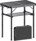 Folding Camping Table, 2 FT Folding Portable Camping Table, Outdoor&Indoor Picnic Table with 3 Adjustable Height Max 27.1",Lightweight Aluminum Camping Tables, Car Camping Essentials-Pure Black