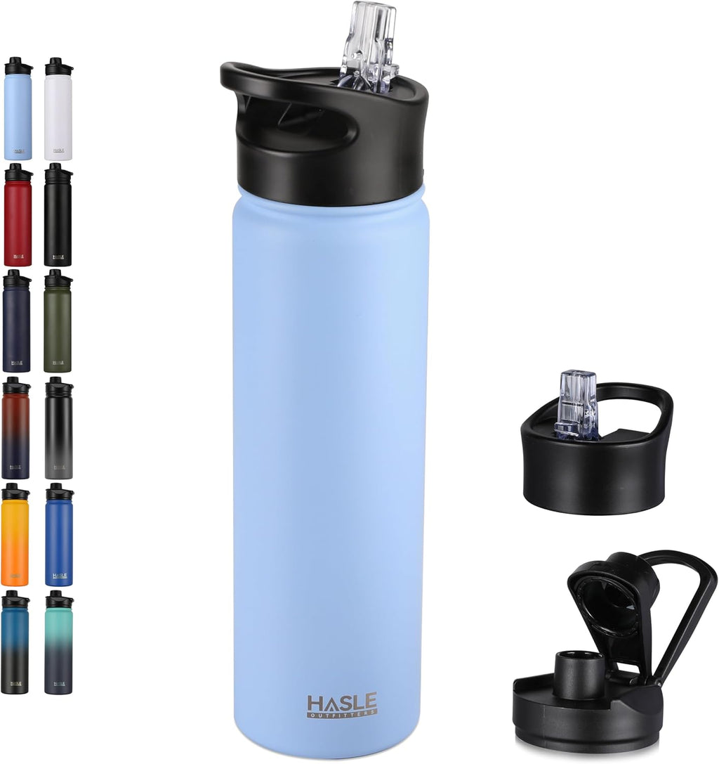 HASLE OUTFITTERS 32 oz Insulated Water Bottle Stainless Steel Double Walled Vacuum Sports Water Bottle with 2 Lids (Straw and Spout Lid) for Gym Camping Hiking(Green Blue Gradient,1)