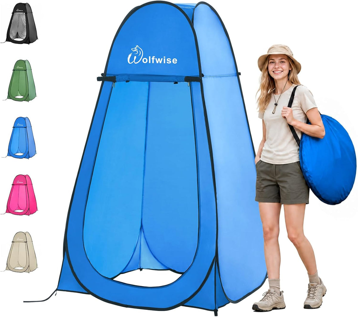 WolfWise Pop Up Shower Tent for Camping Essentials, Compact & Lightweight