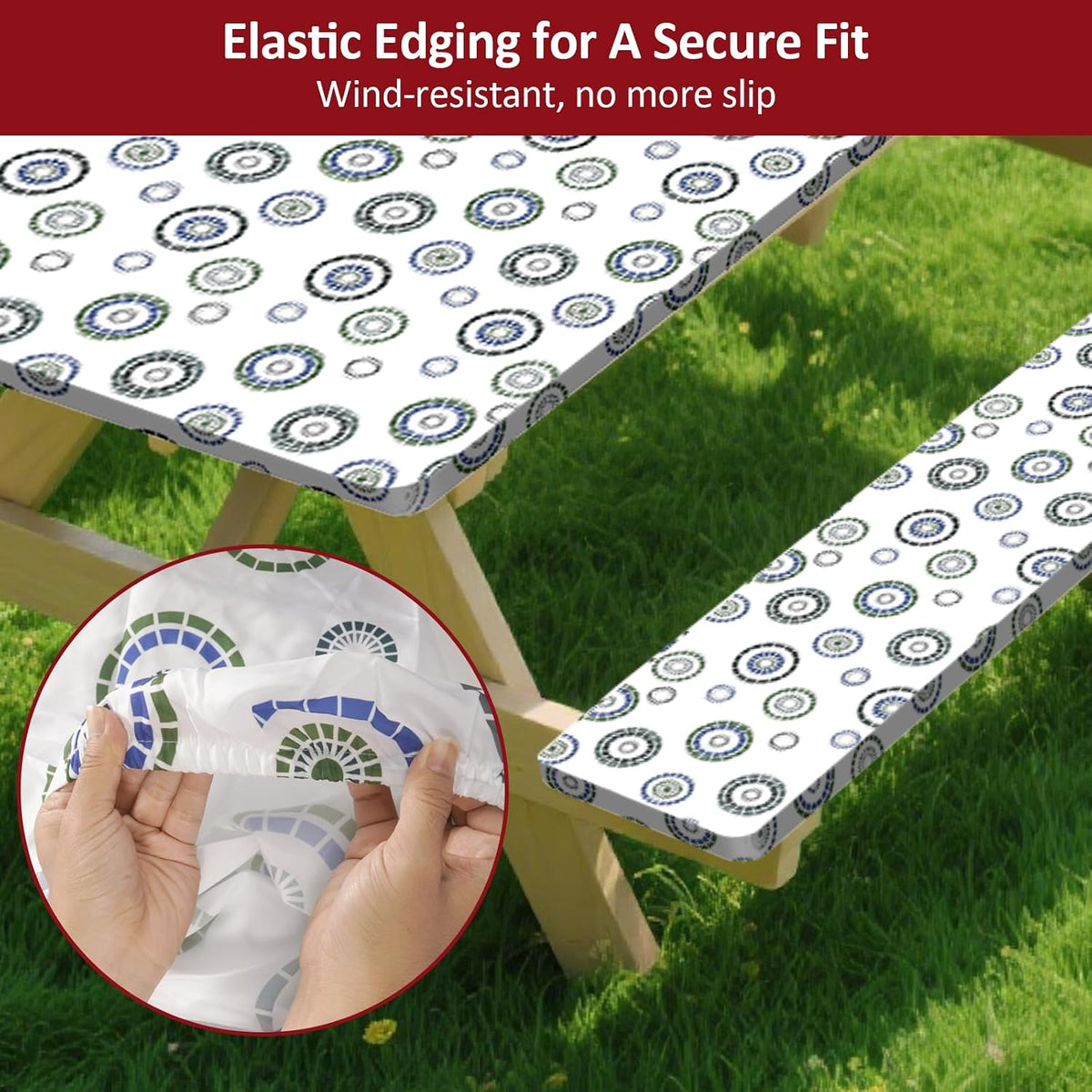 6ft 72in Picnic Table and Bench Cover, 3 Pack, Blue Flywheel