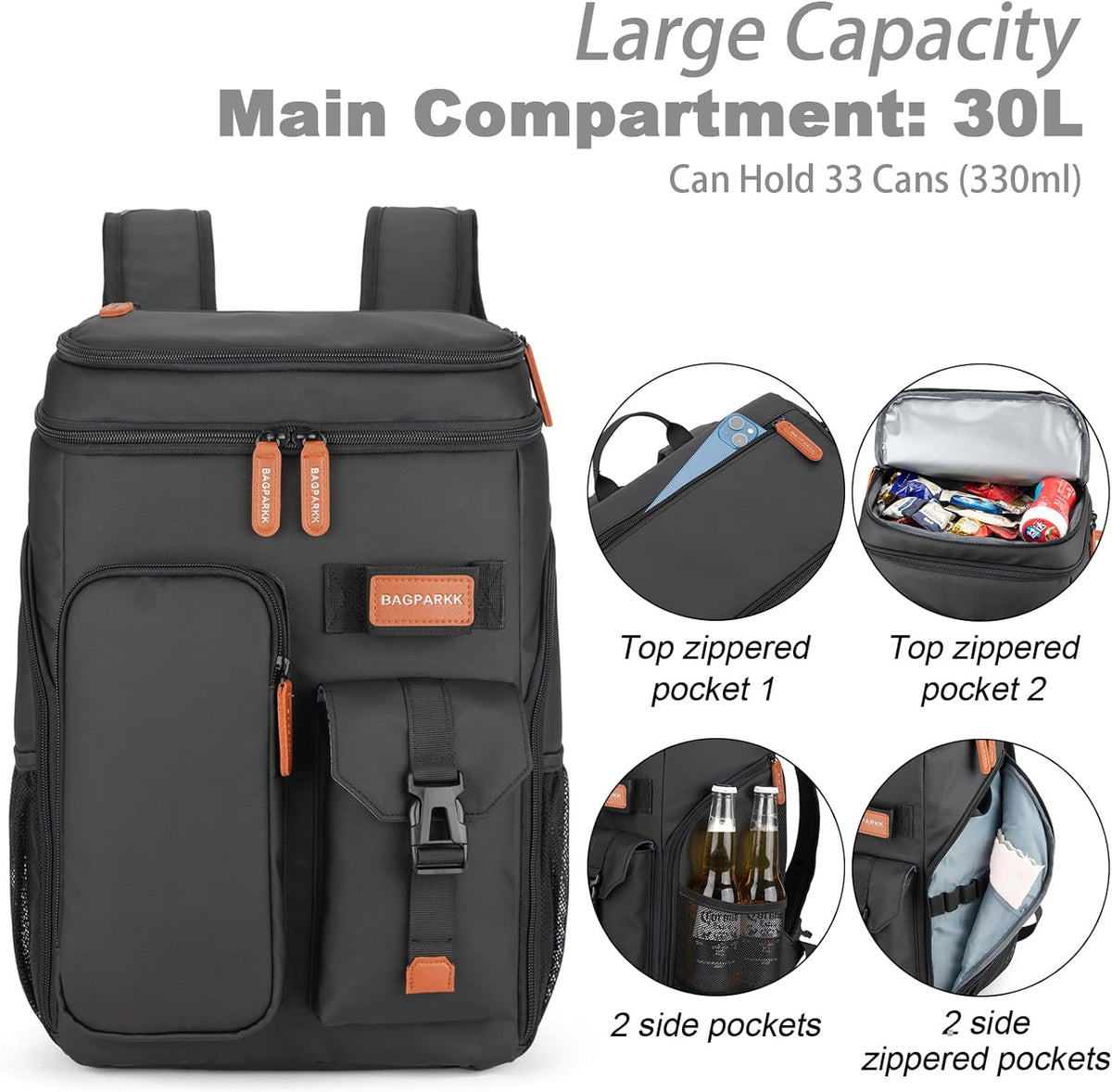 Bagparkk 33/45 Cans Leakproof Insulated Cooler Backpack with Double Deck