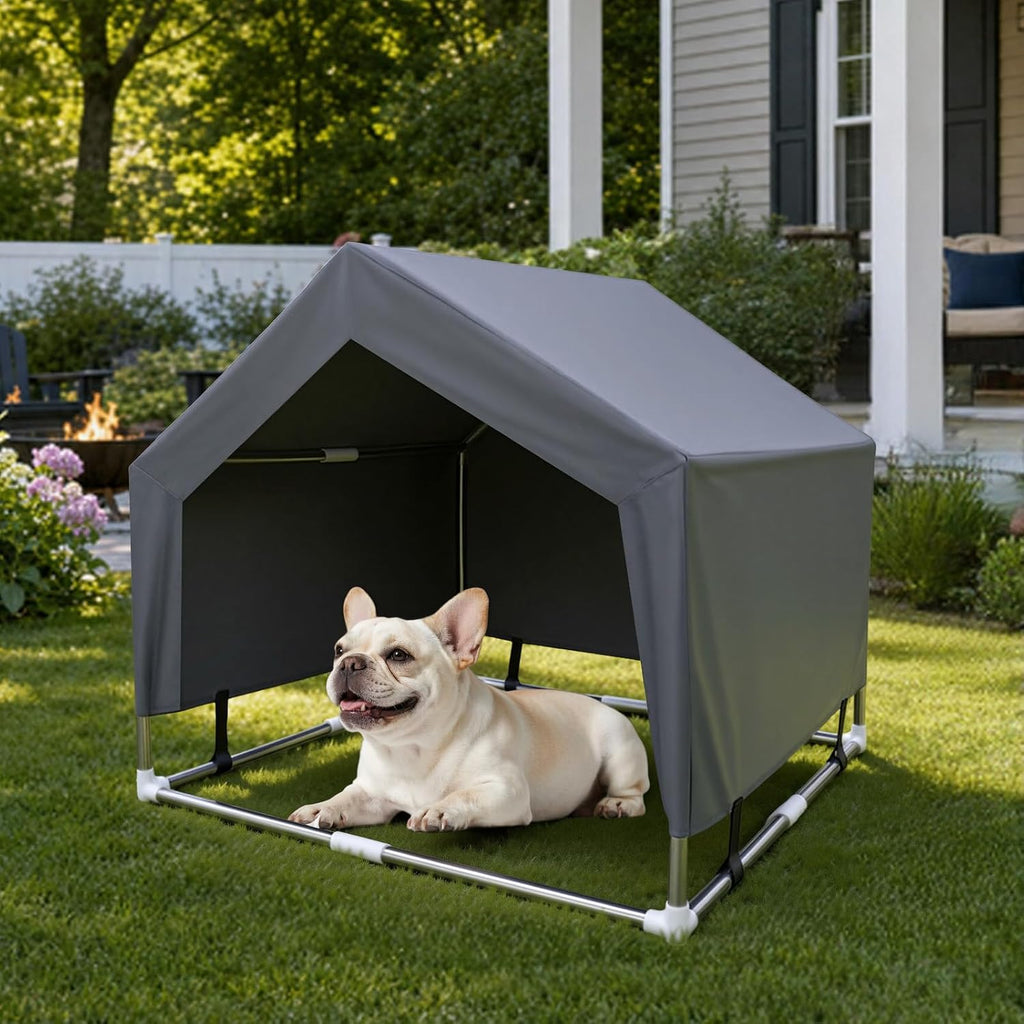 Outdoor Dog House Tent, Stainless Steel Frame Dog Shade Shelter, Large Dogs