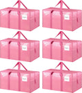 6 Pack Extra Heavy Duty Large Moving Bags with Strong Zipper, Pink