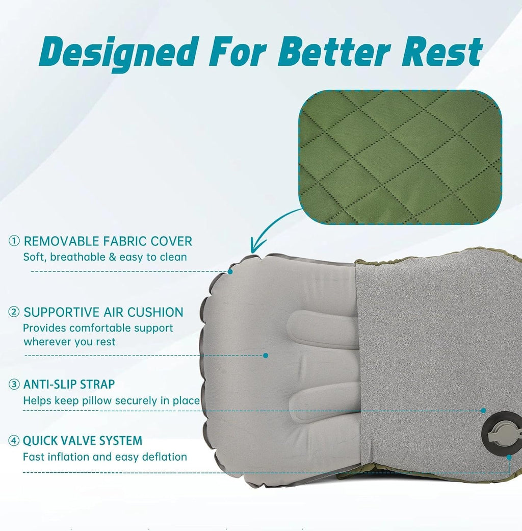 Inflatable Camping Pillow with Removable Washable Cover