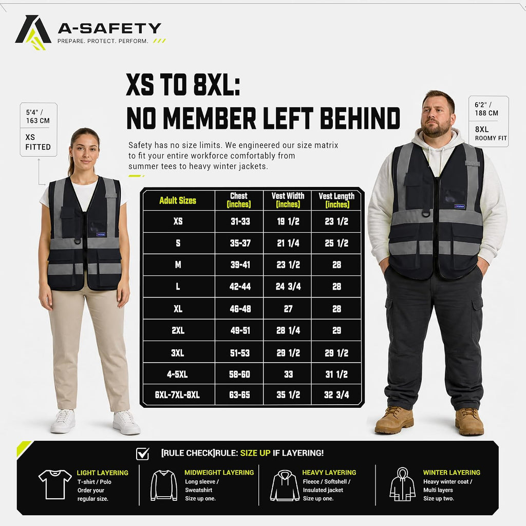 A-SAFETY High Visibility Reflective Safety Vest Customize Logo (XS-8XL)