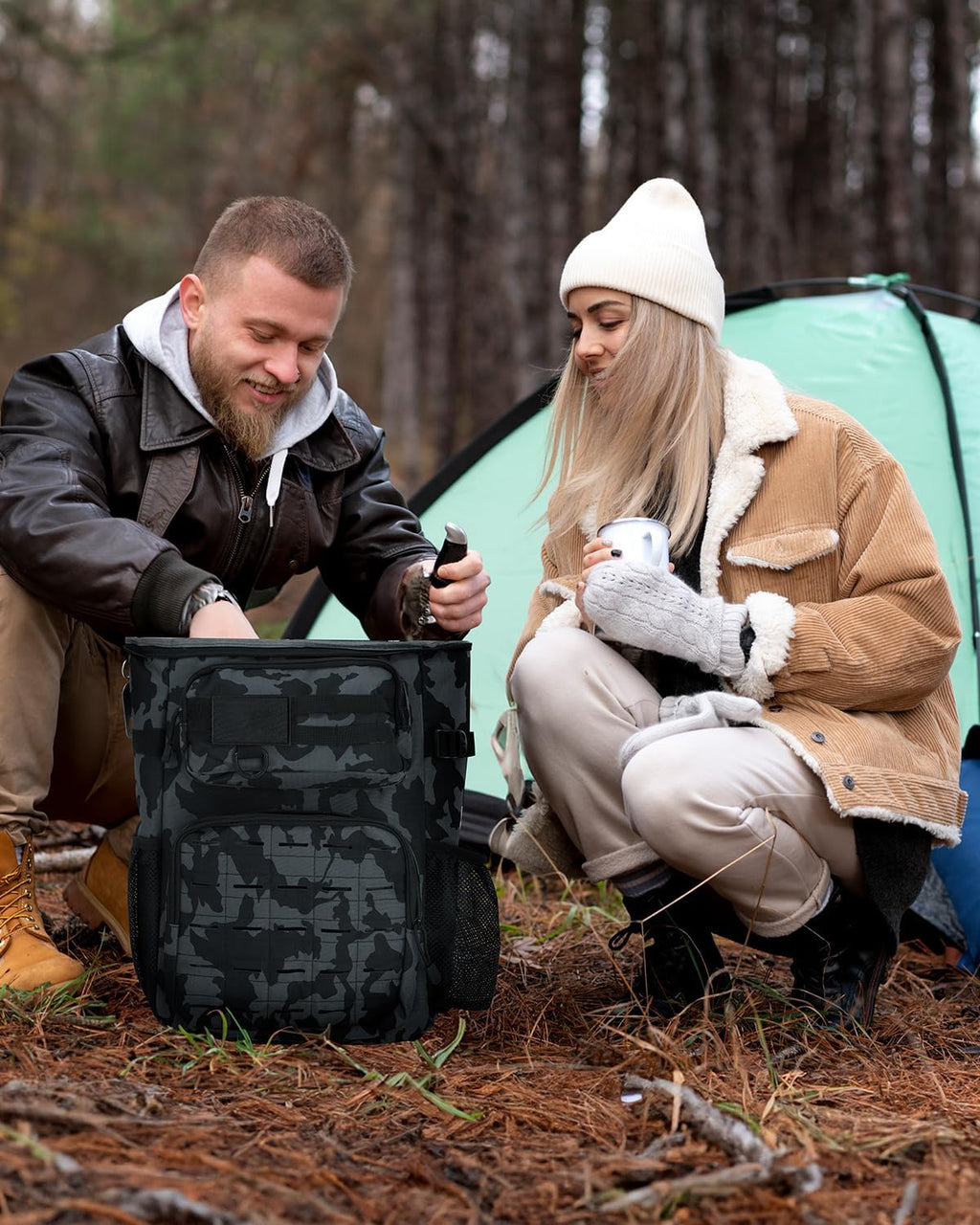 30L Tactical Backpack Cooler Insulated Leak-Proof with Bottle Opener for Daytrip Camping Beach Picnic