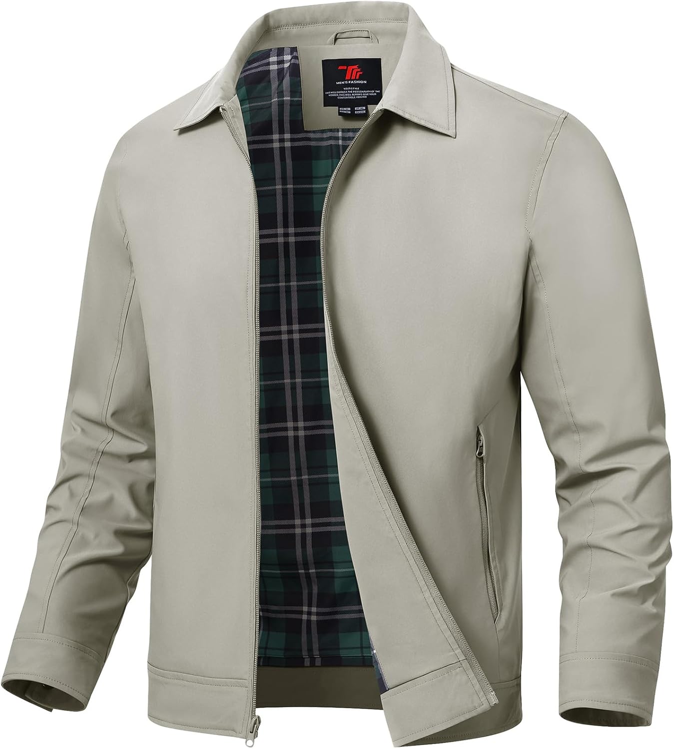 TBMPOY Mens Lightweight Jackets Light Windbreaker Full Zip Casual Work Jacket Golf Business Fall Track Coat with Pockets