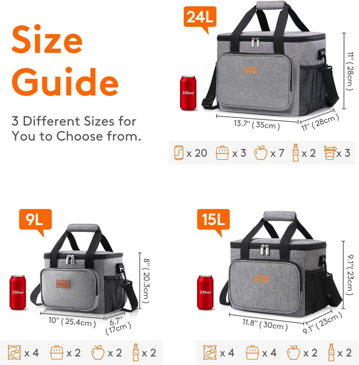 Lifewit Insulated Lunch Box for Men, Lunch Bag Cooler Women, 12-Can 9L