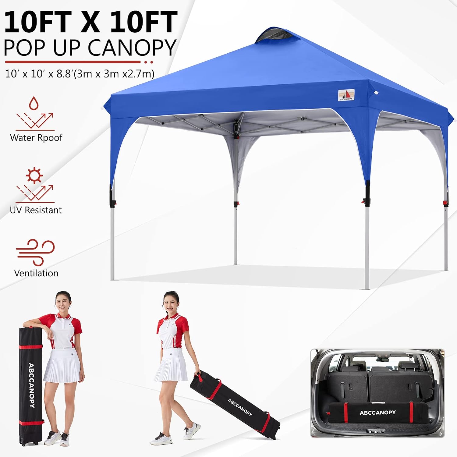 ABCCANOPY 10x10 Pop up Canopy Tent Instant Outdoor Shelter, Royal Blue
