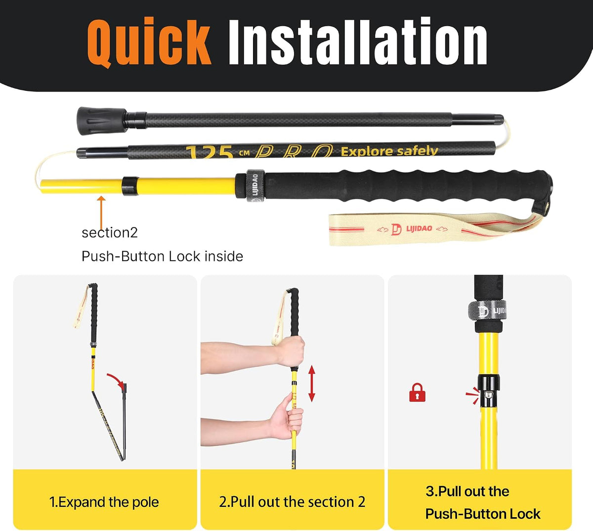 Carbon Fiber Hiking Poles Collapsible Lightweight，2 Pack